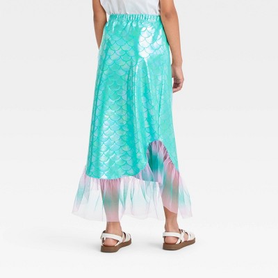 Girls' Disney The Little Mermaid Swim Tail Skirt - Turquoise Blue, image 2 of 4 slides