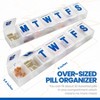 Weekly Pill Organizer - (Pack of 2) Extra Large Vitamin Container with Jumbo Easy to Read Letters, BPA Free - Travel 7 Day Medication Pill Box Case - 4 of 4