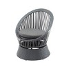 Outdoor Patio Wicker Lounge Chair, Wicker Chaise with Stylish Round Design, Lounge Chair with Iron Frame and PE Cushions-Coolbibila - 3 of 4