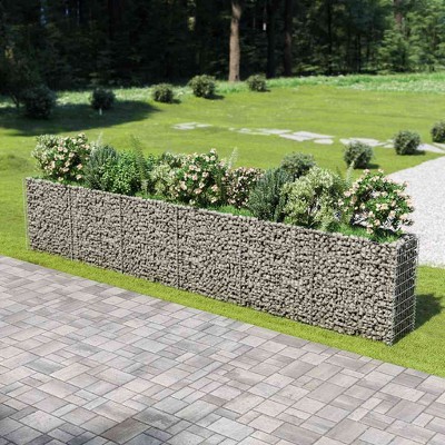 vidaXL Gabion Raised Bed Silver Galvanized steel Large Durable