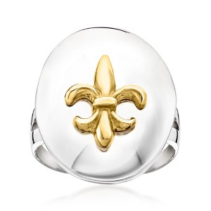 Ross-Simons Italian Sterling Silver and 18kt Gold Over Sterling Fleur-De-Lis Ring - 1 of 4