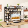 Tangkula Desk Shelf w/ Storage Grid, Multipurpose Countertop Hutch for up to 32" Computer Monitors - 2 of 4