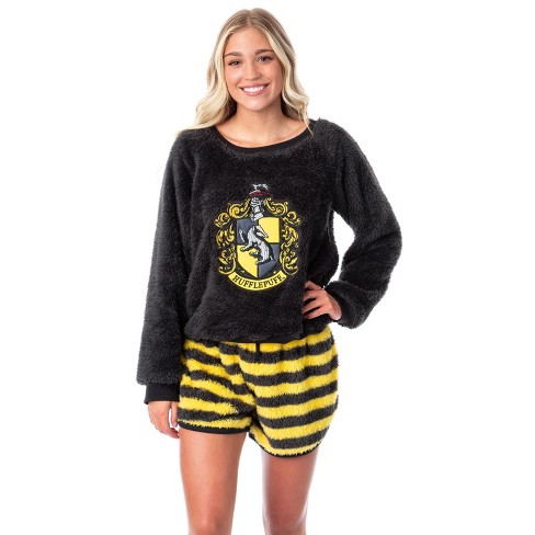 Harry Potter Womens Sweater and Shorts Sleep Pajama Set Hufflepuff XXXL Grey