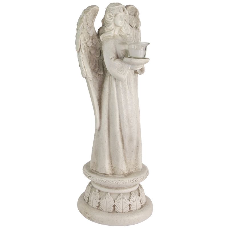 Northlight 22.5" Standing Religious Angel with Bird Bath Votive Candle Holder Outdoor Patio Garden Statue - Gray, 4 of 7