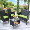 Outdoor Wicker Patio Set with Loveseat, Armchairs, and Tea Table - Water-Resistant Cushions & UV Protection - 4 of 4