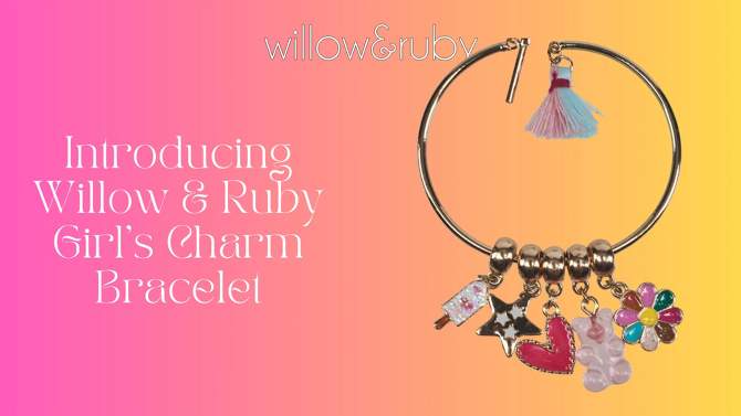 Willow & Ruby Kid's Charm Bracelet - Charms & Bangle Set for Girls (Youth), 2 of 5, play video