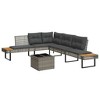 vidaXL 2 Piece Patio Sofa Set with Cushions Outdoor Garden Poly Rattan and Glass - Gray Non-Adjustable Tabletop - 2 of 4