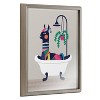 16" x 20" Blake Mid Century Llama in The Tub Framed Printed Glass by Rachel Lee of My Dream Wall Gray - Kate & Laurel All Things Decor - 4 of 4