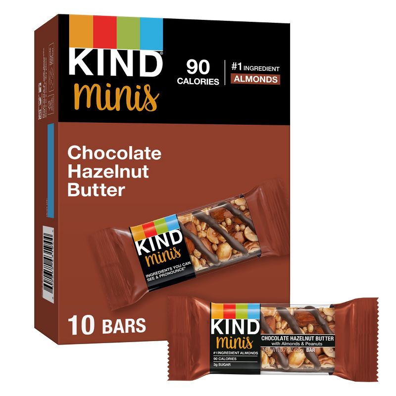 KIND Minis Chocolate Hazelnut Butter with Almonds &#38; Peanuts - 10ct/7.0oz, 1 of 8