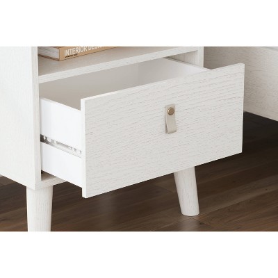 Maximal Minimalism White Nightstand with Customizable Faux Leather Pulls