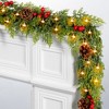 MOEPISY 6.5FT Prelit Christmas Garland with Lights, Realistic Lighted Faux Cedar Garland with Red Berry - 2 of 4