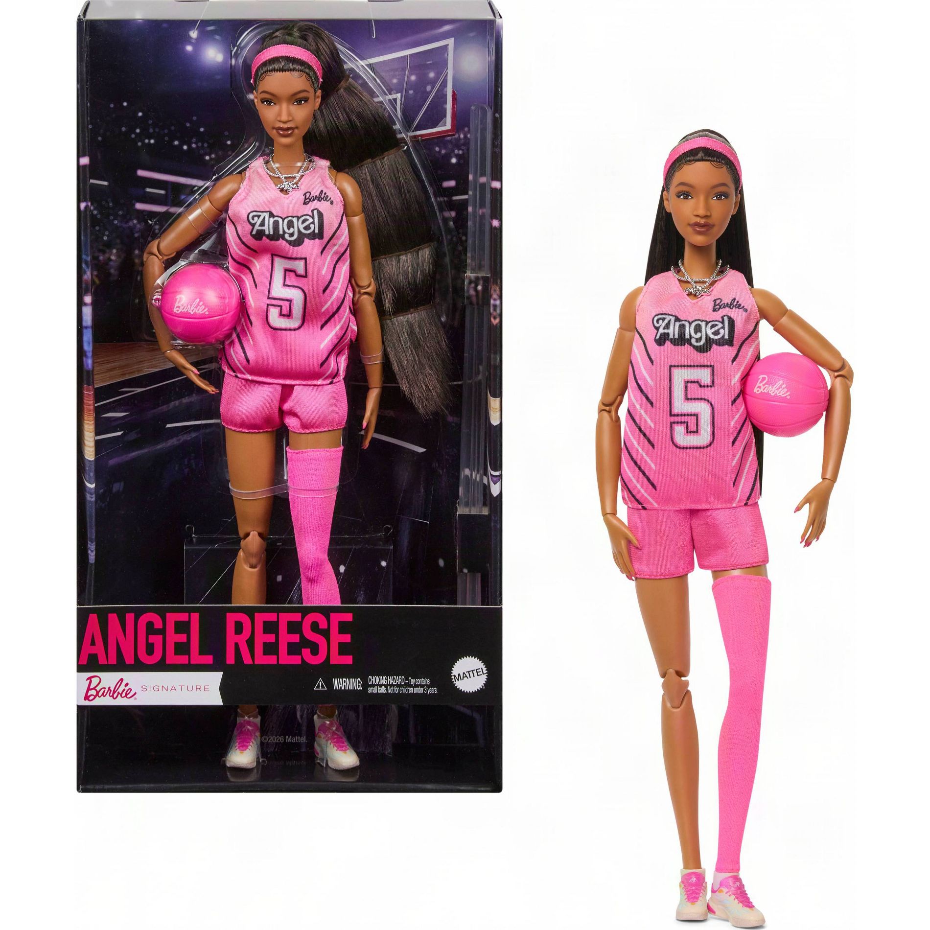 Barbie Angel Reese Doll, Barbie Signature, Fashion Doll With Pink Basketball Uniform