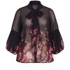 Women's Plus Size Romance Border Shirt - black | CITY CHIC - image 4 of 4