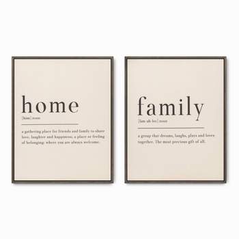(Set of 2) 16" x 20" Home and Family Wood Framed Linen Textured Canvas Art Set - Tyler & Finn