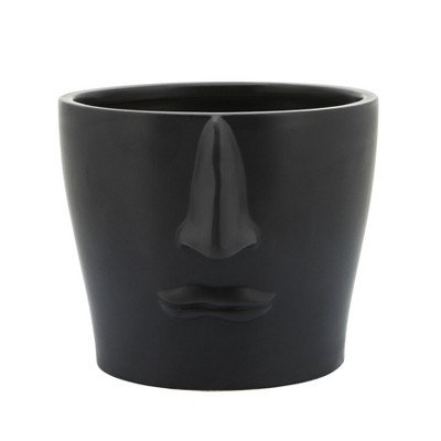 Sagebrook Home 6" Face Ceramic Planter Black