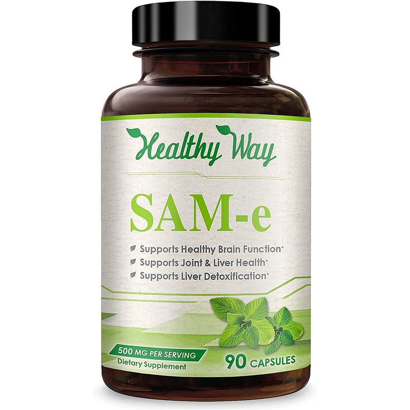 Healthy Way SAM-e, Supports Health & Brain Function, 90 Capsules, 500mg, 1 of 4
