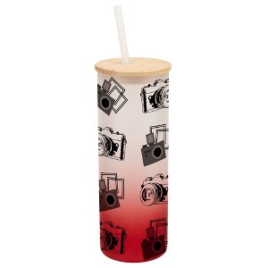 Elanze Designs Vintage Polaroid Cameras Photography Wrap-Around Design 25 Ounce Frosted Gradient Glass On-The-Go Coffee Travel Skinny Tumbler Mug Cup, - 1 of 1