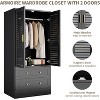Wardrobe Armoire Closet with 2 Shutter Doors, Hanging Rods and 2 Drawers - 4 of 4