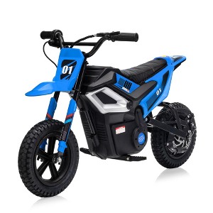 Kids Dirt Bike - Top speed 13.67 mph, rear wheel suspension, 12-mile range, rotary throttle, rubber tires, perfect holiday gift for kids. - 1 of 4