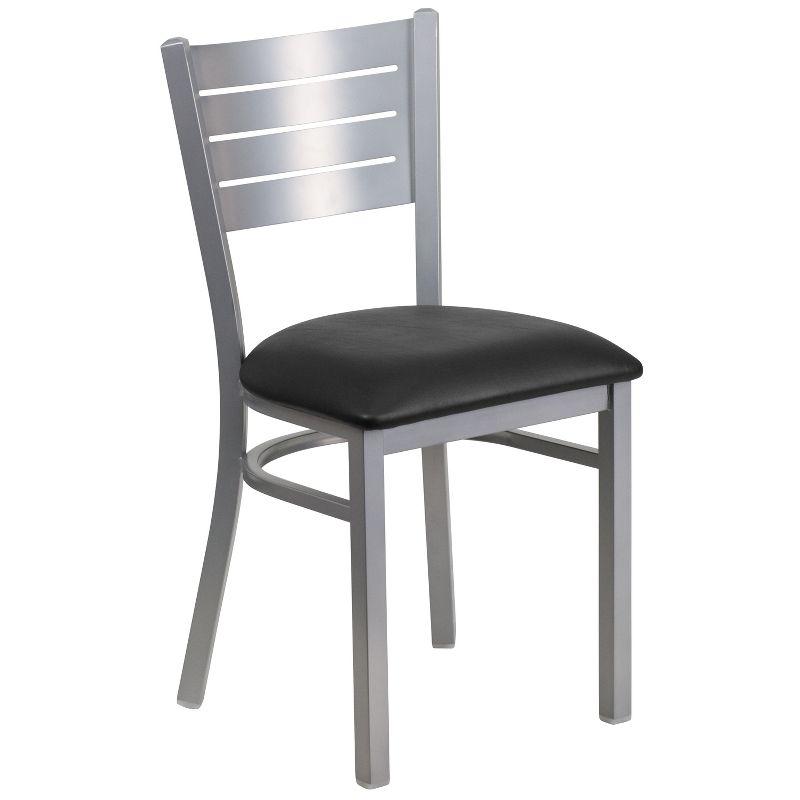 Flash Furniture Silver Slat Back Metal Restaurant Chair, 1 of 12