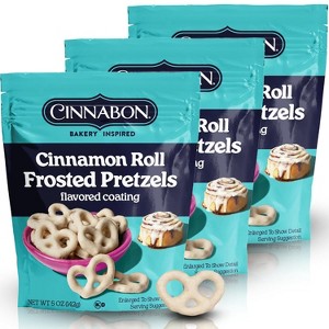 Hayden Valley Foods Cinnabon Bun Covered Pretzels | 5 oz Bags (Pack of 3) | No Artificial Flavors, Preservatives or Colors | Gourmet Bulk Snacks - 1 of 4