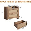 Nightstand Set of 2, Bedside Table Night Stand End Table with 2 Rattan Storage Drawers, Wood Accent Table for Living Room, Bedroom - 3 of 4