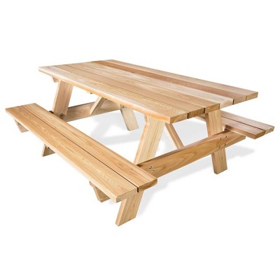 All Things Cedar 6-Ft Outdoor Picnic Table, Handcrafted Wooden Patio Bench Set for Camping, Backyard Parties, or Tailgating, Rustic Cedar