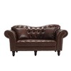 Luxurious Chesterfield Faux Leather Loveseat Tufted Upholstered Couch with Pillows Wooden Leg - Morden Fort - 2 of 4
