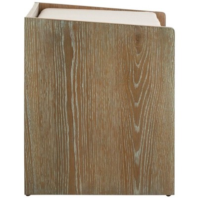 Percy Transitional 34'' Beige Linen and Rustic Oak Storage Bench