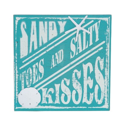 Beachcombers Toes And Kisses Coastal Plaque Sign Wall Hanging Decor Decoration For The Beach 9.5 x 0.5 x 9.5 Inches.