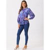 Allegra K Women's Floral Print Button Up Puff Long Sleeve Fashion Casual Blouse - 3 of 4