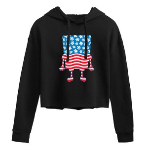 Women's - SpongeBob SquarePants - Silhouette Stars Stripes Cropped Graphic Hoodie - 1 of 4