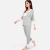 Anna-Kaci Lounge Women's Lace Trim Pajama Set with 3/4 Sleeve Top and Elastic Waist Pants - 3 of 4