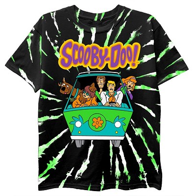 Boys Scooby Doo Throwback Shirt - Scooby Doo, Shaggy, Velma Tee - Tie Dye T-Shirt (Tie Dye, Large)