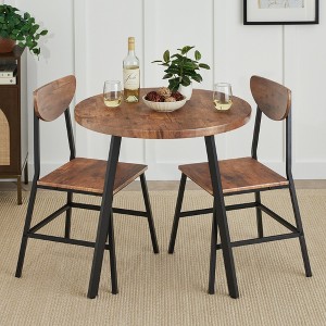 Best Choice Products 3-Piece Mid-Century Modern Round Dining Set w/ 2 Chairs, Angled Legs - 1 of 4