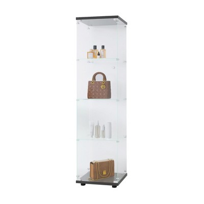 NicBex 3 Shelves File Cabinet with 1 Door Glass Cabinet,Office Cabinet with Spacious Tier-Shelving Design,Filing Cabinet for Home Office