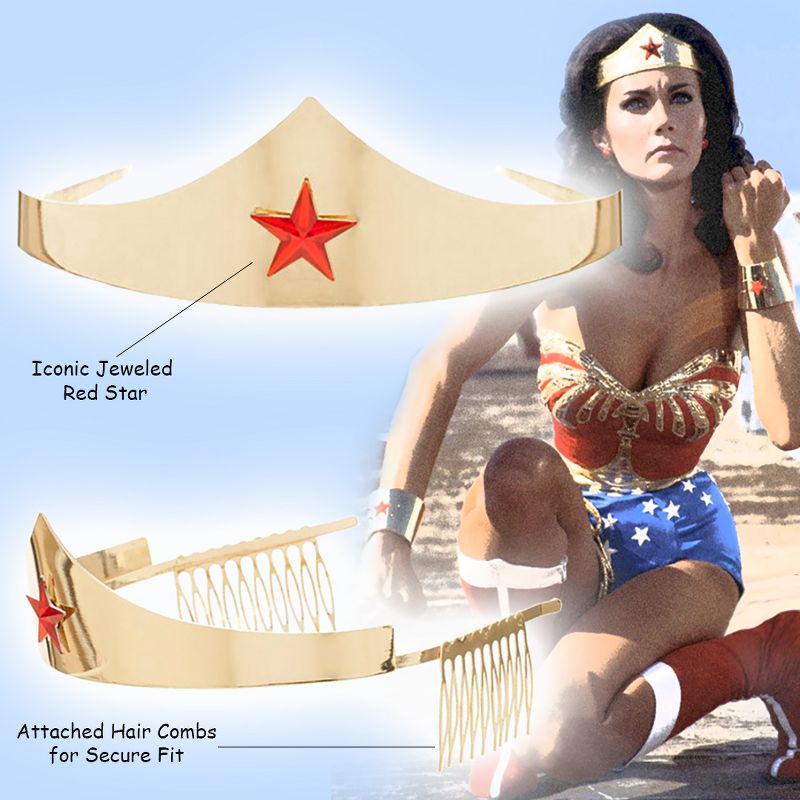DC Comics Wonder Woman Golden Tiara with Red Gem Star Gold, 2 of 4