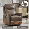 Genuine Leather Manual Recliner Chair with 360° Swivel, Rocking, and Heat Massage for Living Room - 4 of 4