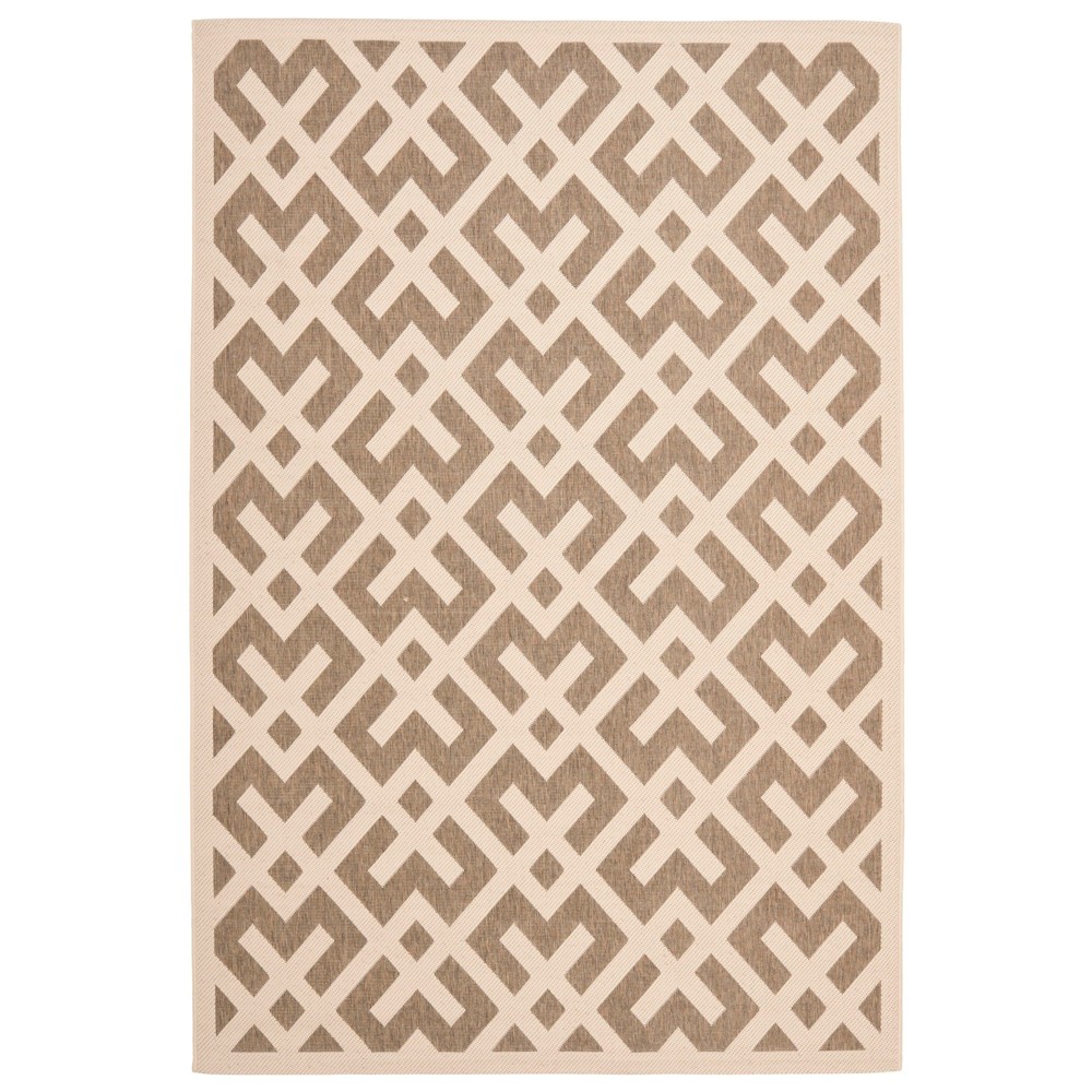 4'X5'7in Rectangle Claudette Outdoor Patio Rug Brown/Bone - Safavieh