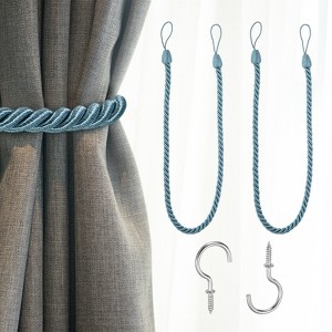 Unique Bargains Handmade Woven Braided Metal Screw Hooks Curtain Tiebacks - 1 of 4
