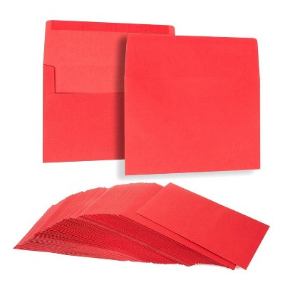 Juvale 100-Pack Red Invitation Envelopes for Greeting Cards and Mails (5.25 x 7.25 In)