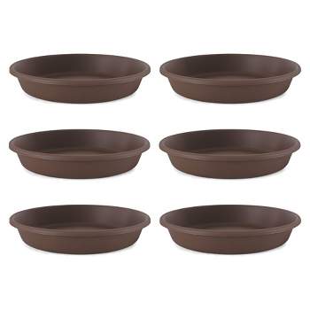 The HC Companies Classic Plastic 21 Inch Round Plant Flower Pot Planter Deep Saucer Drip Tray, Fits 21 Inch Pot, Chocolate Brown (6 Pack)