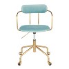 PAGED Swivel Office Chair Contemporary Desk Chair Adjustable Task Chair with Sleek Gold Frame and Velvet Upholstery for Office, Bedroom - 3 of 4