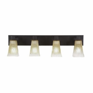 Toltec Lighting Apollo 4 - Light Vanity in  Dark Granite with 5" Square Amber Crystal Shade - 1 of 1