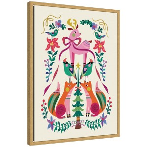Kate & Laurel All Things Decor Sylvie Framed Canvas Winter Woodland Animals Christmas Tree by Rachel Lee - 1 of 4
