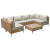 GlasFlength Patio Seating Sets 6PCS, Cushions, Outdoor Furniture, Deep Seat, Sectional Chat Set with Cushions,White, 109.1"*54.5"*25.5" - 3 of 4