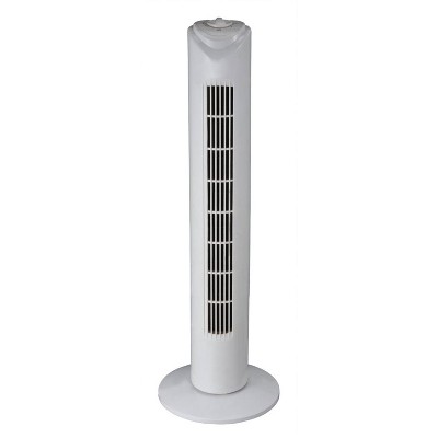 Optimus F-8449BK 32 Inch Tall Freestanding Home Oscillating Energy Saving Tower Fan with 3 Speed Settings, Quiet Motor, and 2 Hour Timer, White