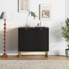 31.5 In Modern Sideboard Buffet Cabinet,Wood Accent Storage Cabinet with Herringbone Doors & Shelf,Credenza Console Table for Dining Room Living Room - 3 of 4