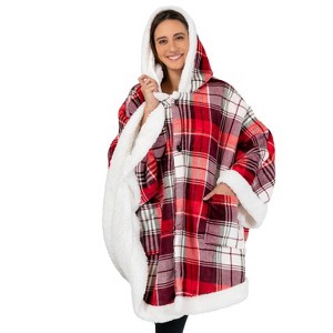 PAVILIA Angel Wrap Hooded Blanket for Women Adult, Wearable Cozy Wrap Throw Fleece Shawl Cape - 1 of 4