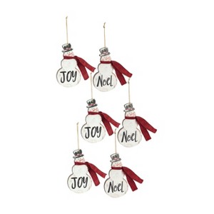 Joy & Noel Snowman Ornaments – 7.25"H Metal Scarf Accented Christmas Tree Decor (Set of 6) By Melrose - 1 of 4